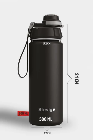 Stevig 1 Hand Leak-Proof Sızdırmaz Çelik Termos 500 Ml Black ST-207 - 8