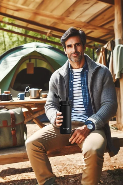 Stevig 1 Hand Leak-Proof Sızdırmaz Çelik Termos 500 Ml Black ST-207 - 9