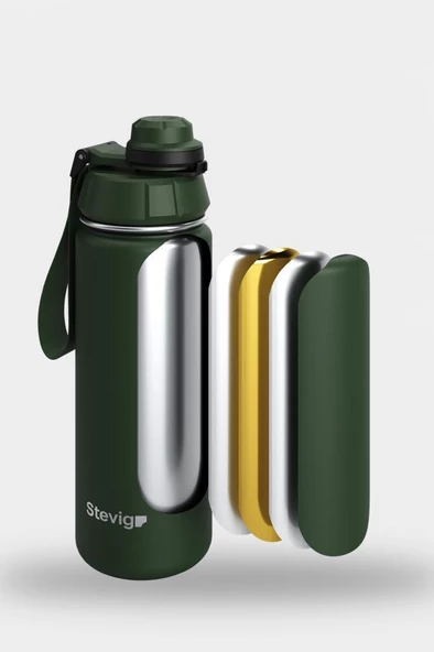 Stevig 1 Hand Leak-Proof Sızdırmaz Çelik Termos 500 Ml Green ST-208 - 5