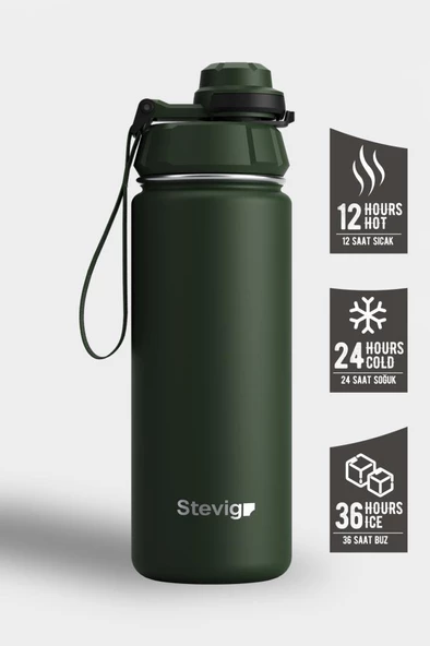 Stevig 1 Hand Leak-Proof Sızdırmaz Çelik Termos 500 Ml Green ST-208 - 2