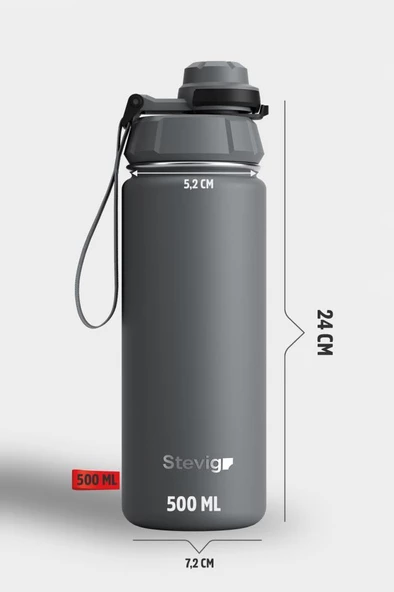 Stevig 1 Hand Leak-Proof Sızdırmaz Çelik Termos 500 Ml Grey ST-209 - 6
