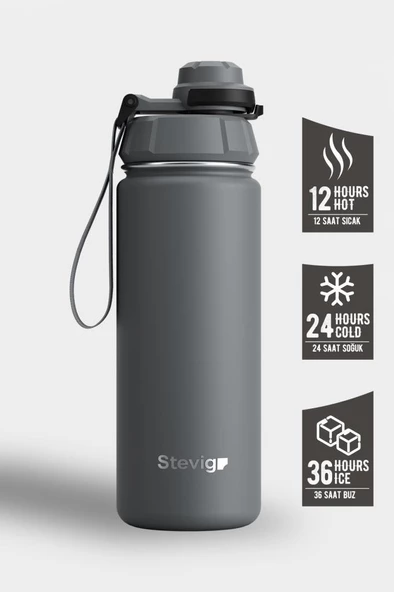 Stevig 1 Hand Leak-Proof Sızdırmaz Çelik Termos 500 Ml Grey ST-209 - 2