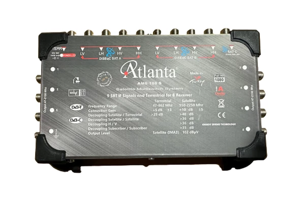 Atlanta 10/8 10x8 Santral Merkezi Sistem Multiswitch ( Sonlu / Karasal Aktif ) + Adaptör