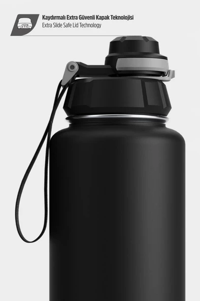 Stevig 1 Hand Leak-Proof Sızdırmaz Çelik Termos 1000 Ml Black ST-210 - 4