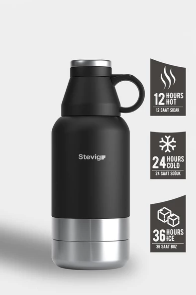 Stevig 4 Multi-Cup Çelik Termos 900 Ml Black ST-211 - 3