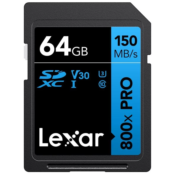 64GB LEXAR LSD0800P064G-BNNNG PROFESSIONAL 800X PRO SDXC UHS-I CARDS UP TO 150MB/S READ C10 V30 U3 ürün görseli 1