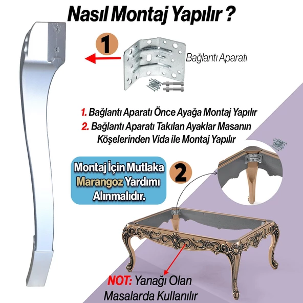 4 Adet Sütun Masa Dresuar Ayağı 77 cm Plastik Ayak Gümüş Gri Mutfak Yemek Masası Mobilya Ayakları - 5
