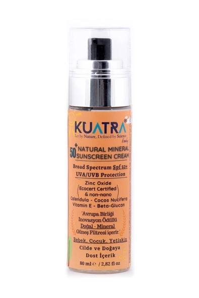 Kuatra SPF 50+ Doğal - Mineral - Nemlendirici Güneş Koruyucu Krem (Bebek-Çocuk-Yetişkin) 80ml