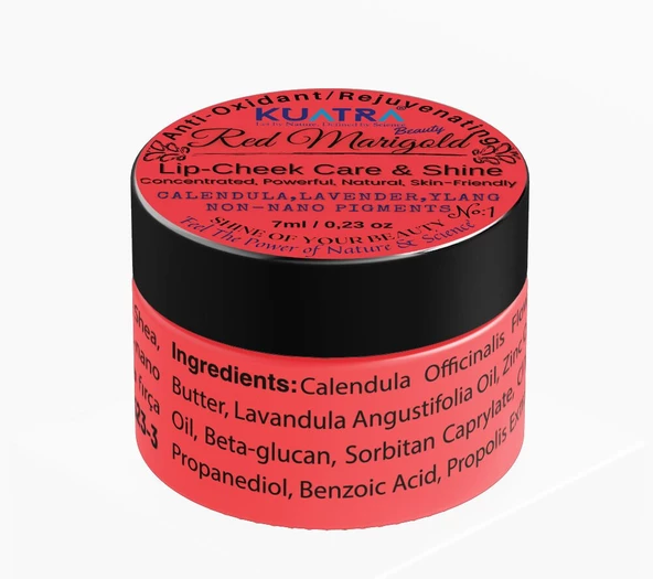 Kuatra Red Marigold Doğal İçerikli Nemlendirici - Antioksidan Işıltı Veren Balm (Ruj - Allık - Göz Farı) 7ml - 4