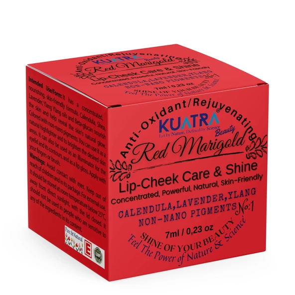 Kuatra Red Marigold Doğal İçerikli Nemlendirici - Antioksidan Işıltı Veren Balm (Ruj - Allık - Göz Farı) 7ml - 3