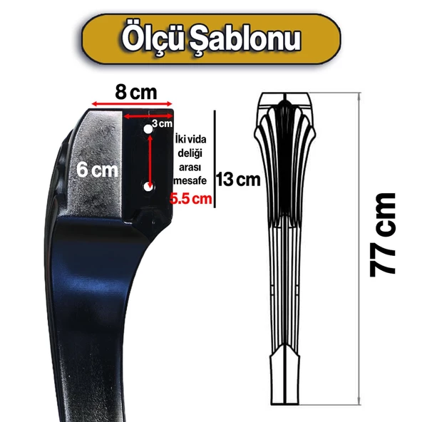 4 Adet Sütun Masa Dresuar Ayağı 77 cm Plastik Ayak Siyah Mutfak Yemek Masası Mobilya Ayakları Siyah - 6