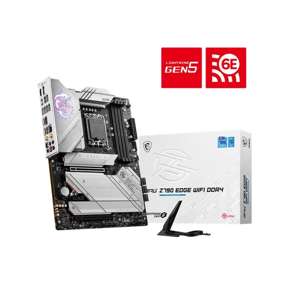 MSI Z790 EDGE WIFI DDR4 5333MHZ 5XM.2 USB 3.2 ATX 1700P (12. / 13. VE 14. NESİL İŞLEMCİ UYUMLU)