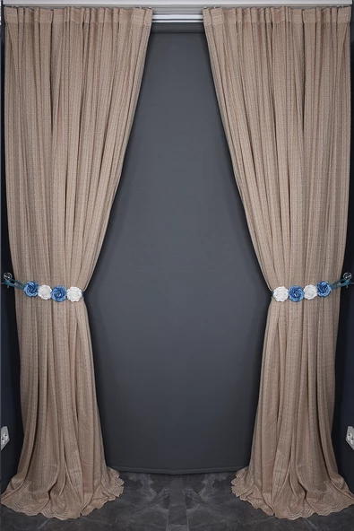 KDK 1920 DESEN VİZON RENK TEK KANAT Hazır dikilmiş Pileli Fon Perde 300*260 cm - Resim 8