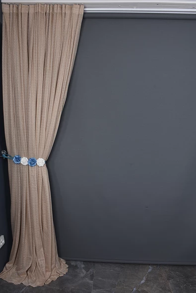 KDK 1920 DESEN VİZON RENK TEK KANAT Hazır dikilmiş Pileli Fon Perde 300*260 cm - Resim 6