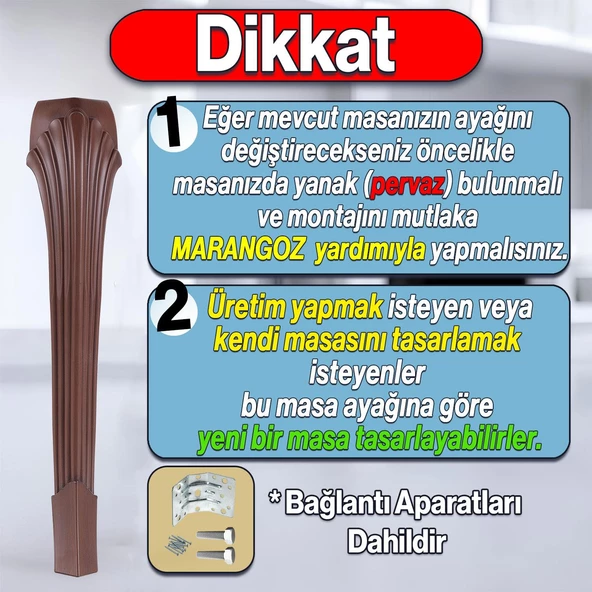 4 Adet Sütun Masa Dresuar Ayağı 77 cm Plastik Ahşap Desenli Mutfak Yemek Masası Mobilya Ayakları - 2