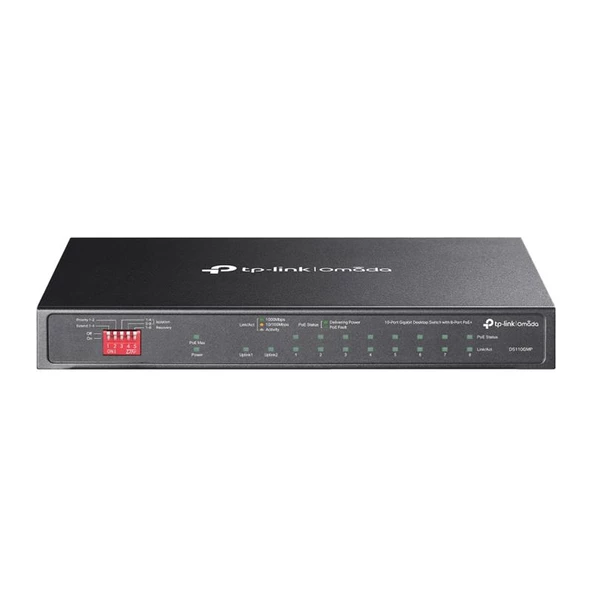 TP-LINK DS110GMP 10 PORT GIGABIT + 8 PORT POE+ 123W YÖNETİLEMEZ RACKMOUNT SWITCH