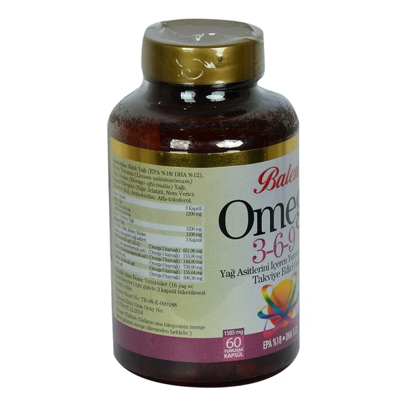 Balen Omega 3-6-9 1585 Mg x 60 Yumuşak Kapsül EPA-18 DHA-12 - Resim 3