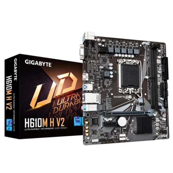 GIGABYTE H610M-H-V2 DDR5 5600MHZ 1XVGA 1XHDMI 1XM.2 USB 3.2 MATX 1700P(12/13/14. NESİL İŞLEMCİ UYUM)