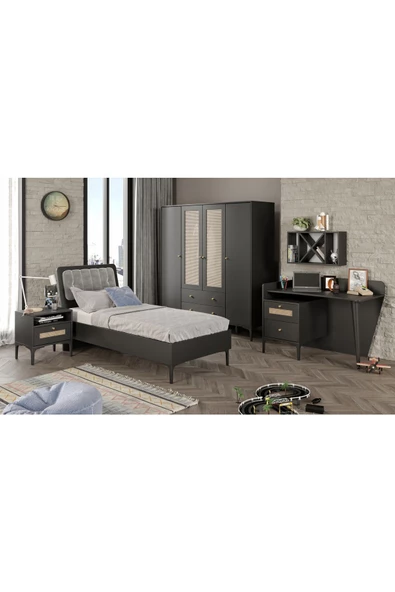 Venatto Trio Xl Black Genç Odası(%100Mdf)