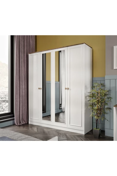 VENATTO Smart Xl Aynalı Genç Odası - Smart 4 Kapılı Aynalı Dolap, Smart Çalışma Masası, Smart Komodin, Smart Yavrulu Karyola 100X200 (%100Mdf) - 2