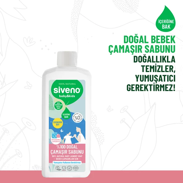 Siveno %100 Doğal Bebek Çamaşır Sabunu Kendinden Yumuşatıcılı Bitkisel Deterjan Konsantre Vegan 1000 ml - 5