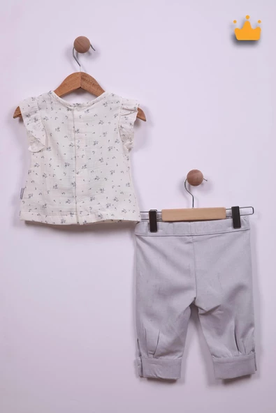 Babydola Kız Bebek Çiçek Desenli Bayramlık Şık Takım 15208 - Resim 6