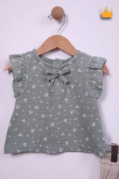 Babydola Kız Bebek Çiçek Desenli Bayramlık Şık Takım 15208 - Resim 8