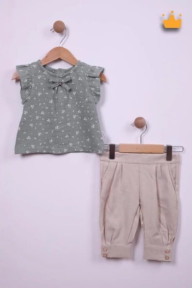 Babydola Kız Bebek Çiçek Desenli Bayramlık Şık Takım 15208 - Resim 7