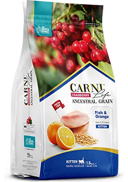 Carni Life Balık Portakal ve Kızılcıklı Yavru Kedi Maması 1500 G