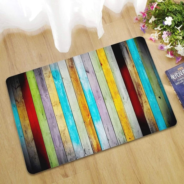 Esnature Rustik Ahşap Renkli Kapı Önü Paspası 45x70 Cm - 4