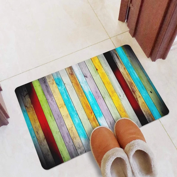 Esnature Rustik Ahşap Renkli Kapı Önü Paspası 45x70 Cm - 2