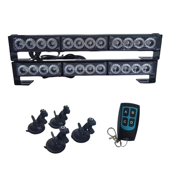 21 fonksiyonlu çakar lamba kırmızı mavi 2'li set vantuzlu kumandalı 12-36v  72W / LAPA210 - Resim 5