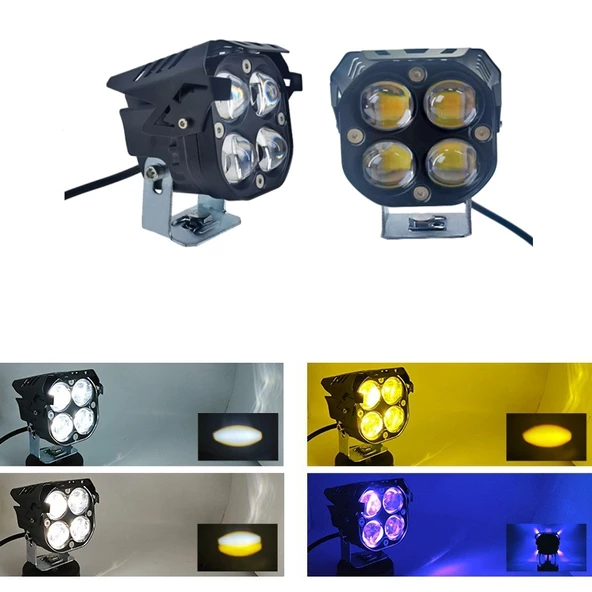 Space Offroad sis lambası 7.8 x 7.8 x 7.1 cm  mavi gündüz ledli çakarsız 12-60v set /  LASS366 - Resim 2