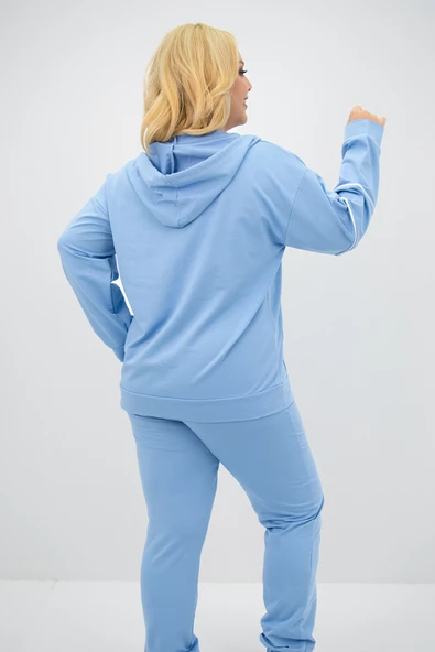 Kadın Büyük Beden Kapüşonlu Fermuar Detaylı Eşofman Takımı 8130-25 - 10