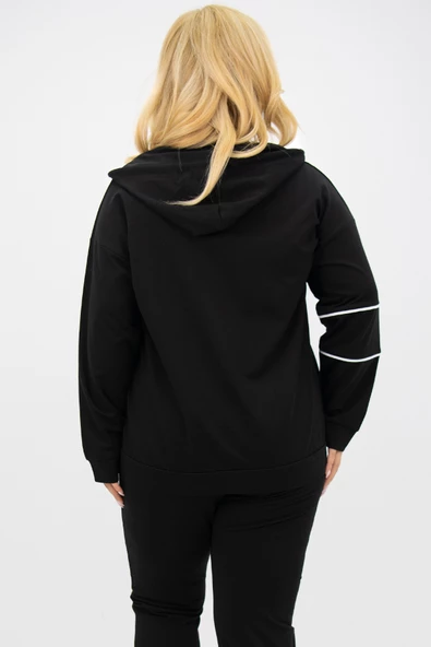 Kadın Büyük Beden Kapüşonlu Fermuar Detaylı Eşofman Takımı 8130-25 - 4