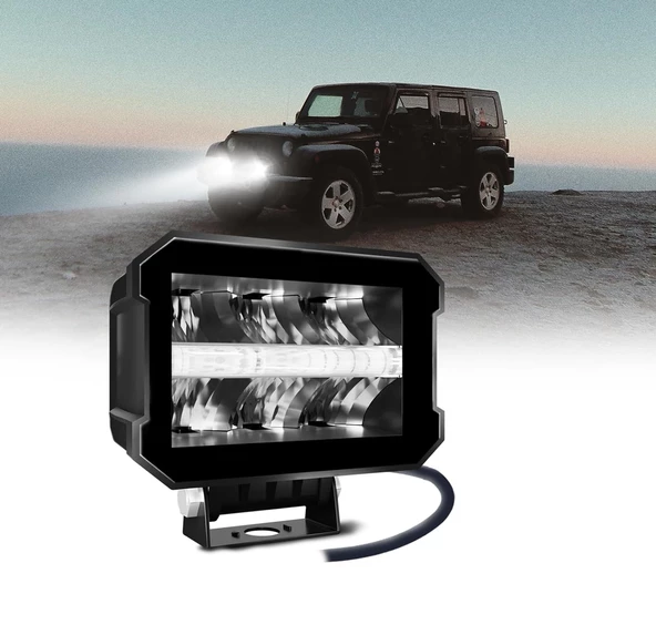 Space Offroad sis lambası 11,5 x 8 x 9cm beyaz-amber gündüz ledli  28w 12-80v adet/ LASS352 - Resim 4