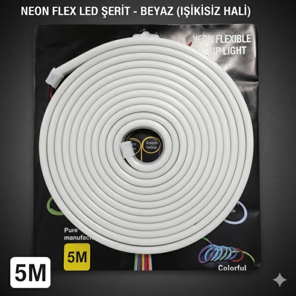Neon şerit led 12v 8x16 mm 5 metre kesilebilir bağlantı aparatlı beyaz - Resim 2