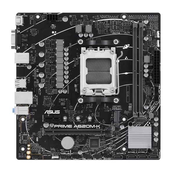 ASUS PRIME A620M-K DDR5 6400MHZ 1XVGA 1XHDMI 1XM.2 USB 3.2 MATX AM5 ( AMD AM5 7000 SERİSİ İLE UYUMLU) - 2