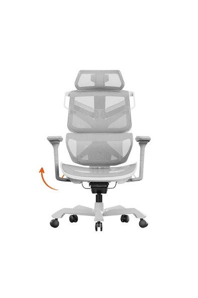 Adore Gaming Ace Ultra Ergonomik Oyuncu ve Yönetici Koltuğu-Beyaz-Gri 70x117-127x70 cm (GxYxD) - 4