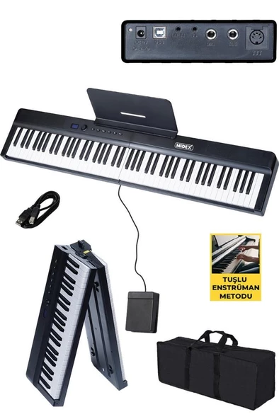 Midex PLX-120BK Yüksek Kaliteli Katlanır Taşınabilir Dijital Piyano - Resim 2