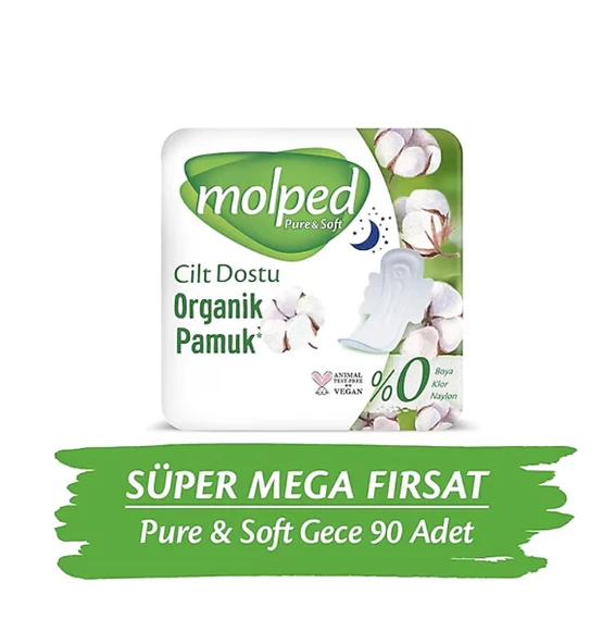 Molped Pure & Soft Gece 30'lu 3 Adet Süper Mega Paket Hijyenik Ped