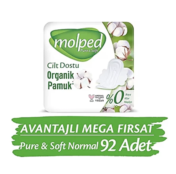 Molped Pure & Soft Normal Hijyenik Ped Mega Fırsat 46'lı 2 Adet