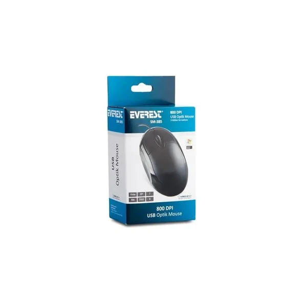EVEREST SM-385 KABLOLU USB SİYAH 1200DPI OPTİK MOUSE - 3