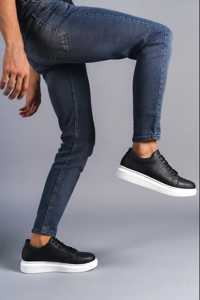 Boost Bağcıklı Cilt Erkek Günlük Sneaker Ayakkabı BT Siyah - 3