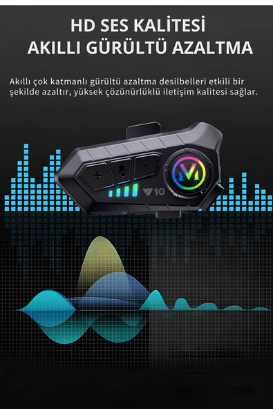 Abbruch Su Geçirmez Bluetooth Motosiklet İntercom Kask Kulaklığı 2000 mah 300Mt 2 li Bağlantı Özelliği - 6