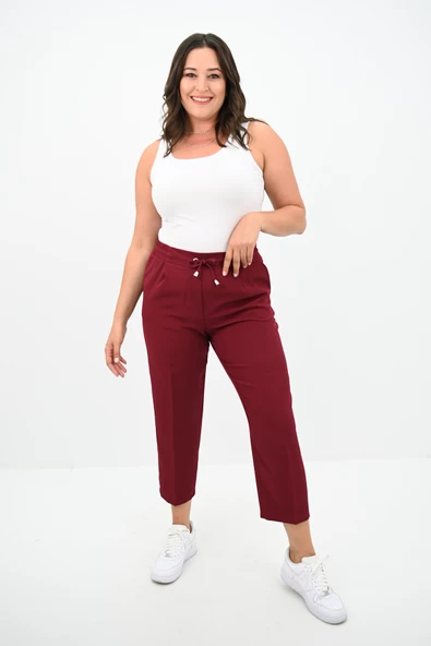 Kadın Büyük Beden Yüksek Bel Dökümlü Pantolon 6201-25 - 8