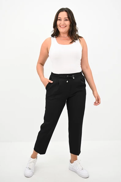 Kadın Büyük Beden Yüksek Bel Dökümlü Pantolon 6201-25 - 4