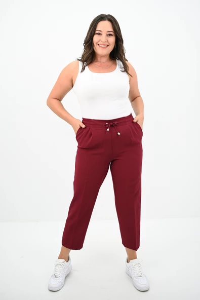 Kadın Büyük Beden Yüksek Bel Dökümlü Pantolon 6201-25 - 7