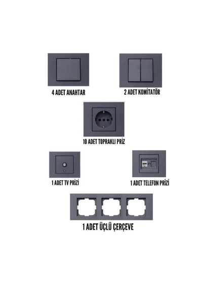 OVİVO Grano Füme Anahtar & Priz Set