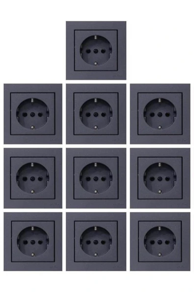 OVİVO Grano Füme 10 Adet Topraklı Priz